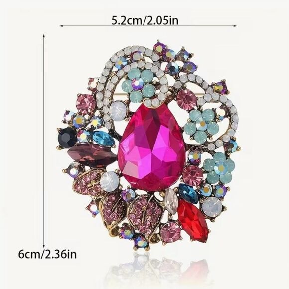 🩷 NEW Elegant Multicolor Sparkling Crystal Brooch 🩷 - Picture 5 of 7